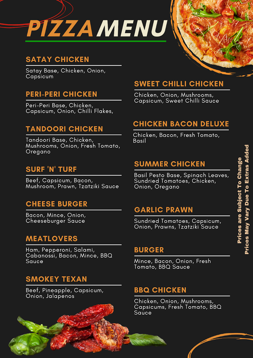 Menu, Condo Pizza Bar