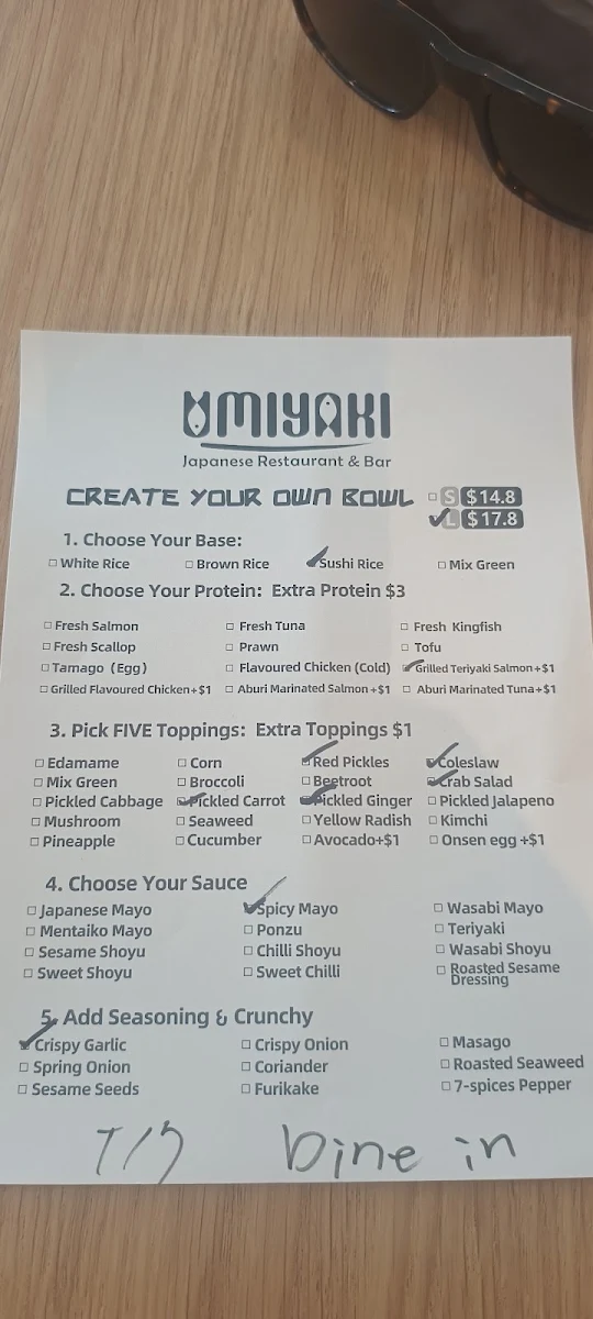 Menu, Umiyaki Moonee Ponds