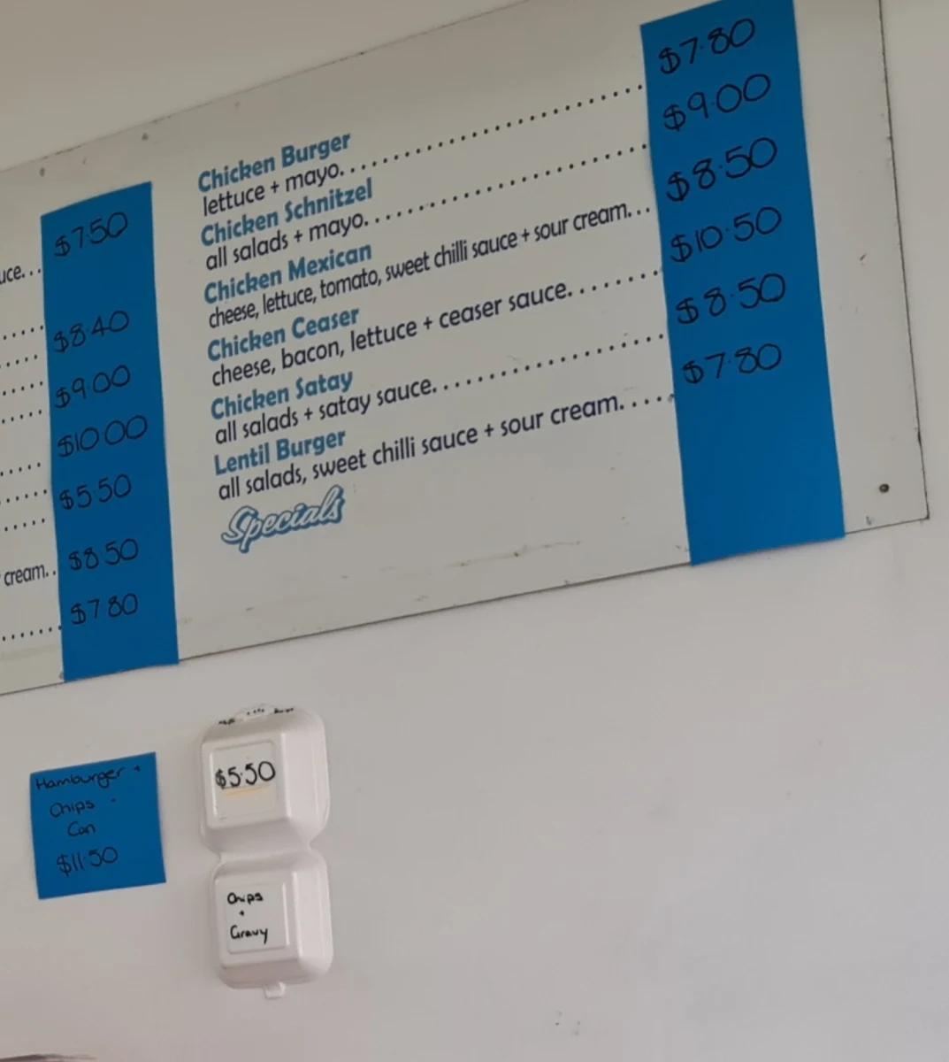 Menu, Batty's Better Batter