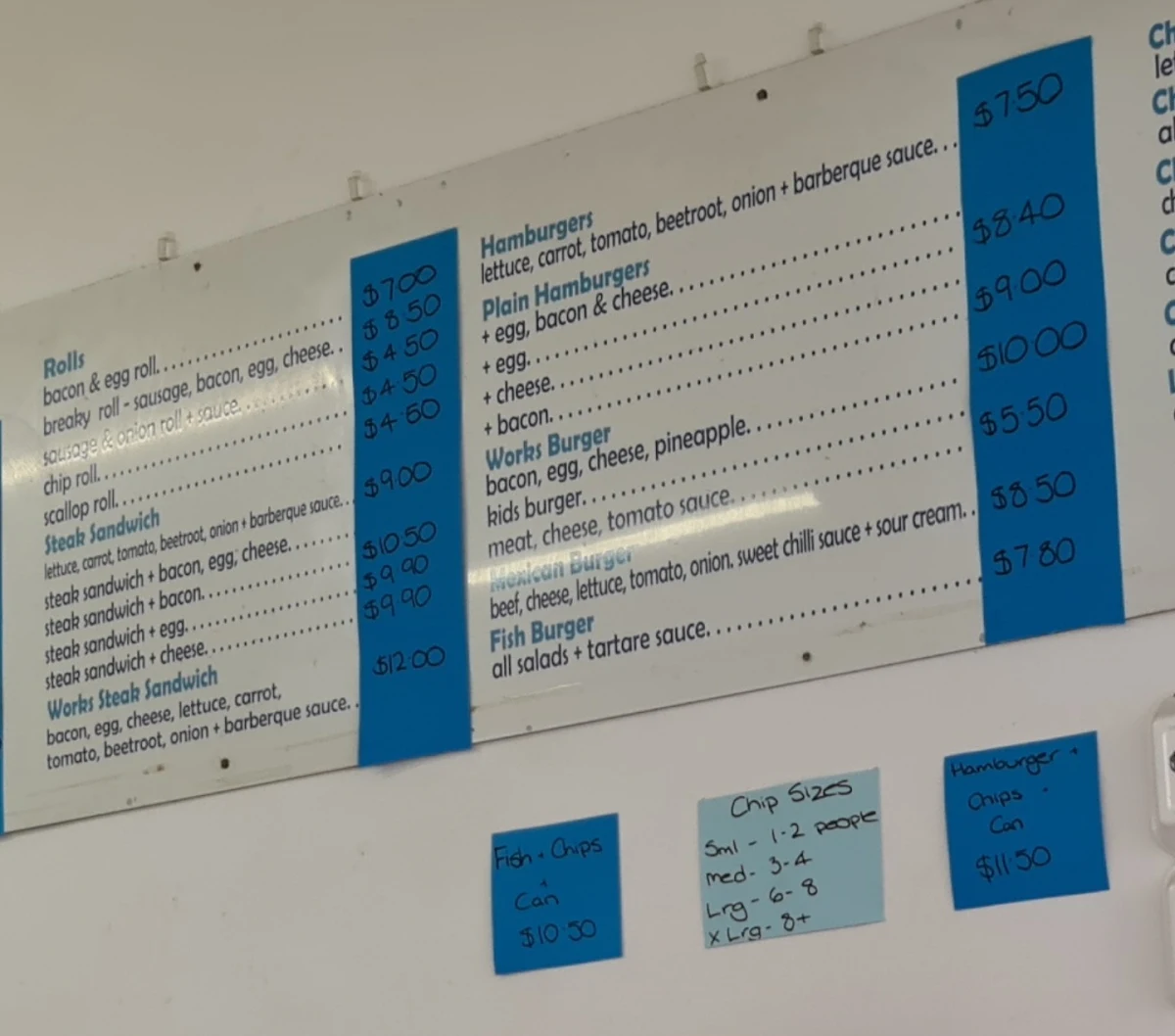 Menu, Batty's Better Batter