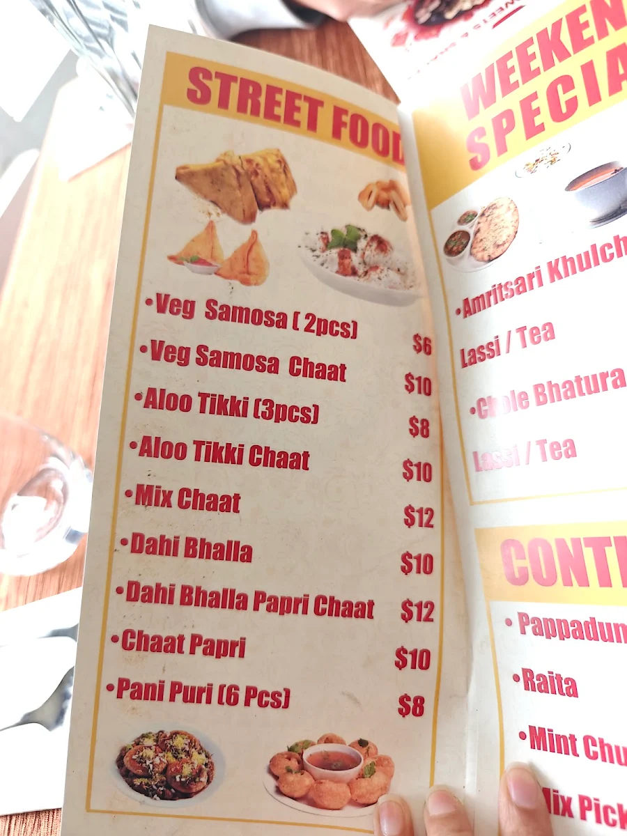 Menu, Mangal Sweets & Snacks