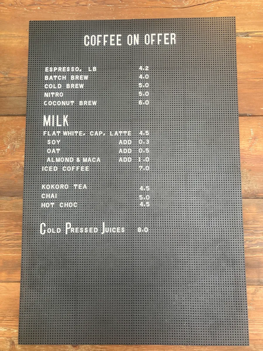 Menu, Wide Open Road Cafe