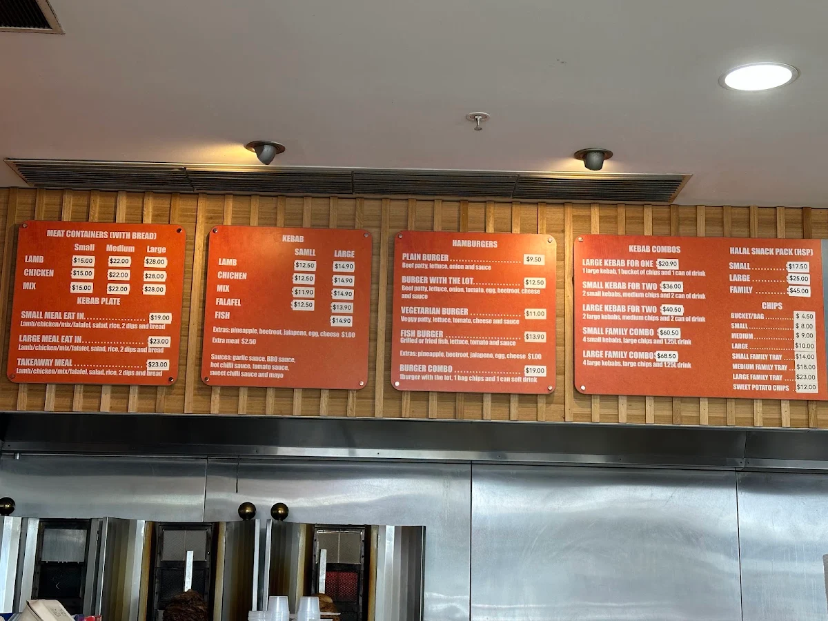 Menu, HyTyde Fish and Kebabs