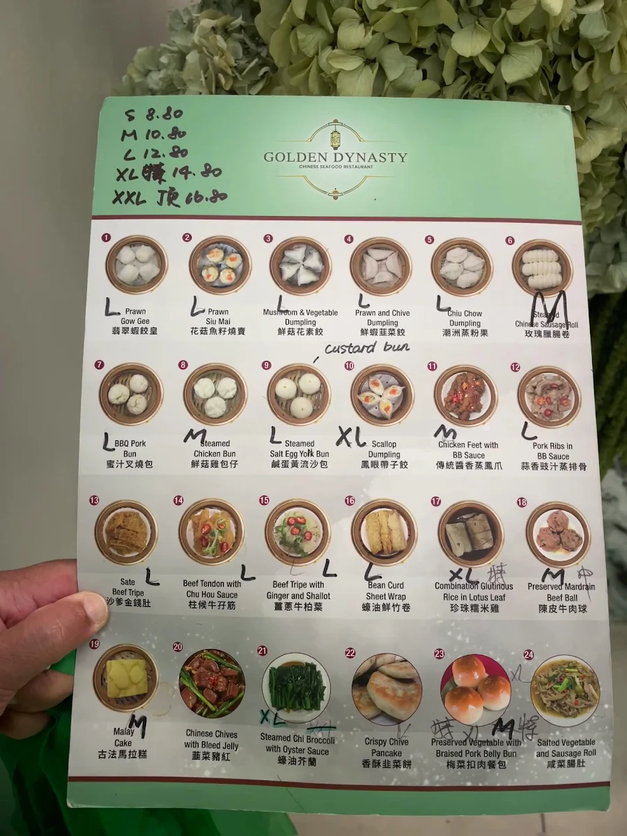 Menu, Golden Dynasty