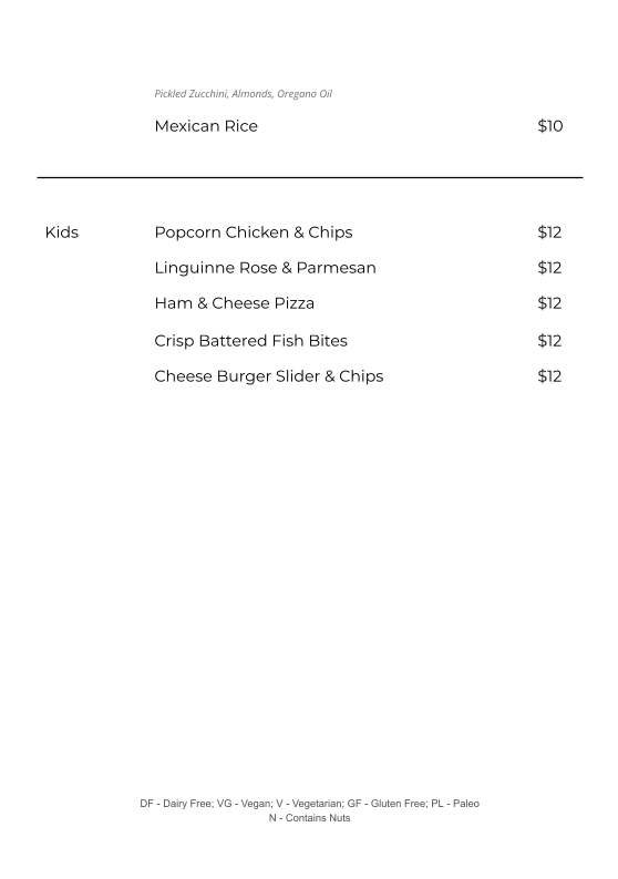 Menu, Solenne Restaurant & Bar