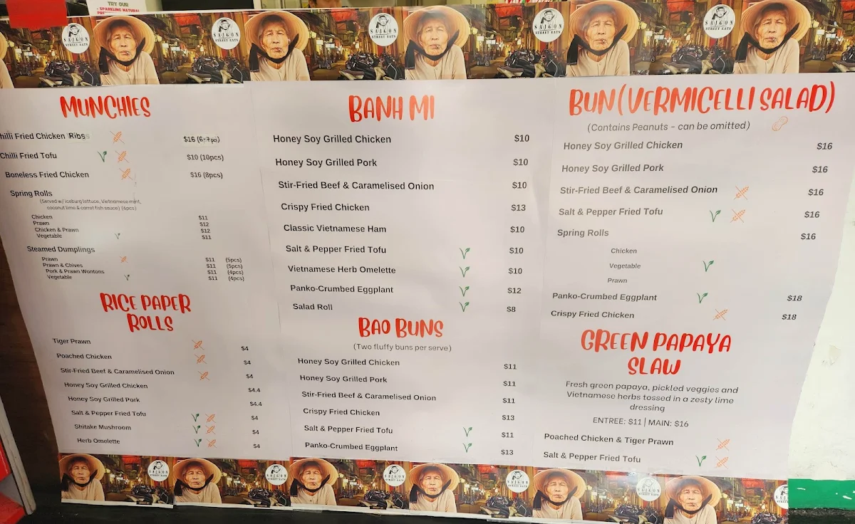 Menu, Ginger and Lime Catering Co (previously Saigon Street Eats Catering)