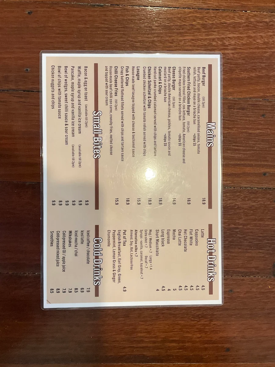 Menu, The Coffee House at Mountain Gate
