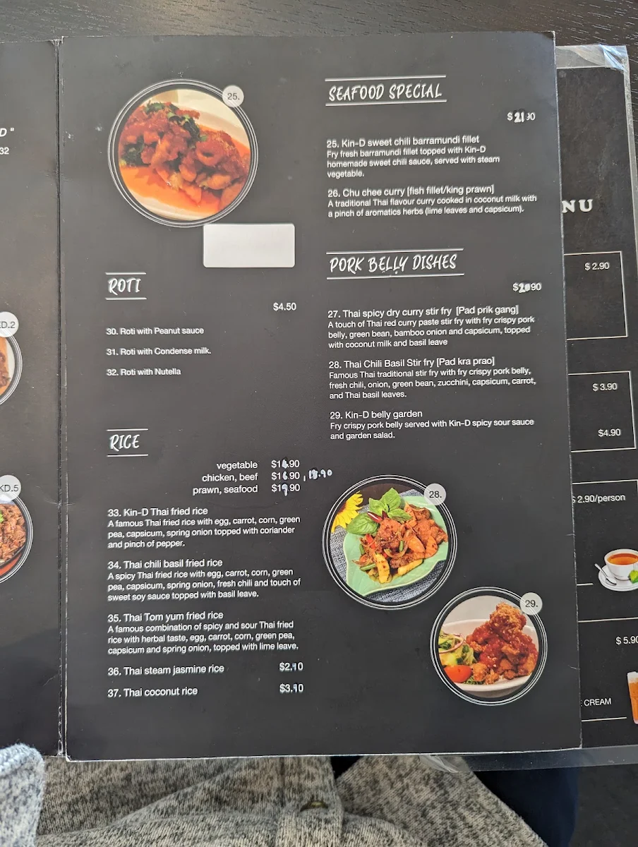Menu, @Kin-D Thai Kitchen (Mitcham)