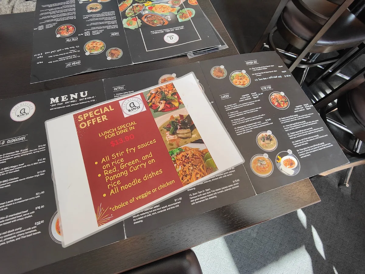 Menu, @Kin-D Thai Kitchen (Mitcham)