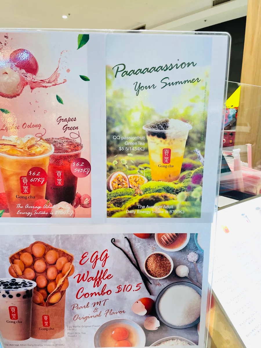 Menu, Gong Cha Westfield Penrith