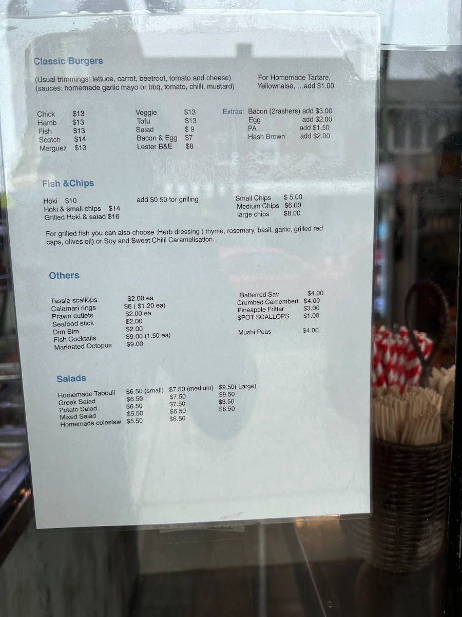 Menu, Out Of The Blue Clovelly