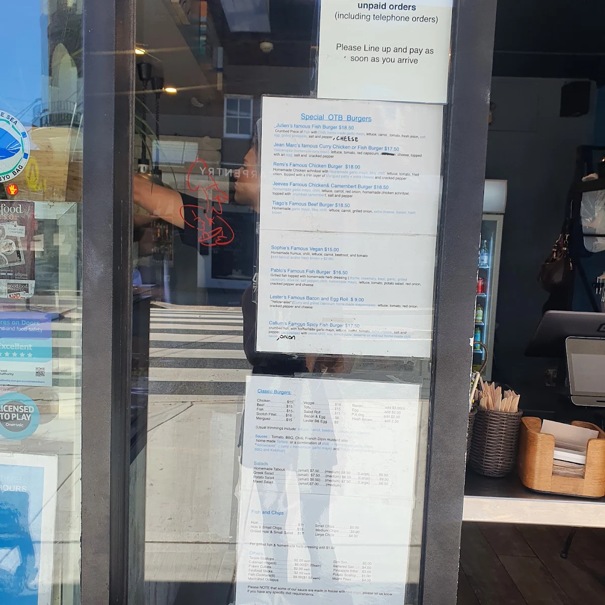 Menu, Out Of The Blue Clovelly