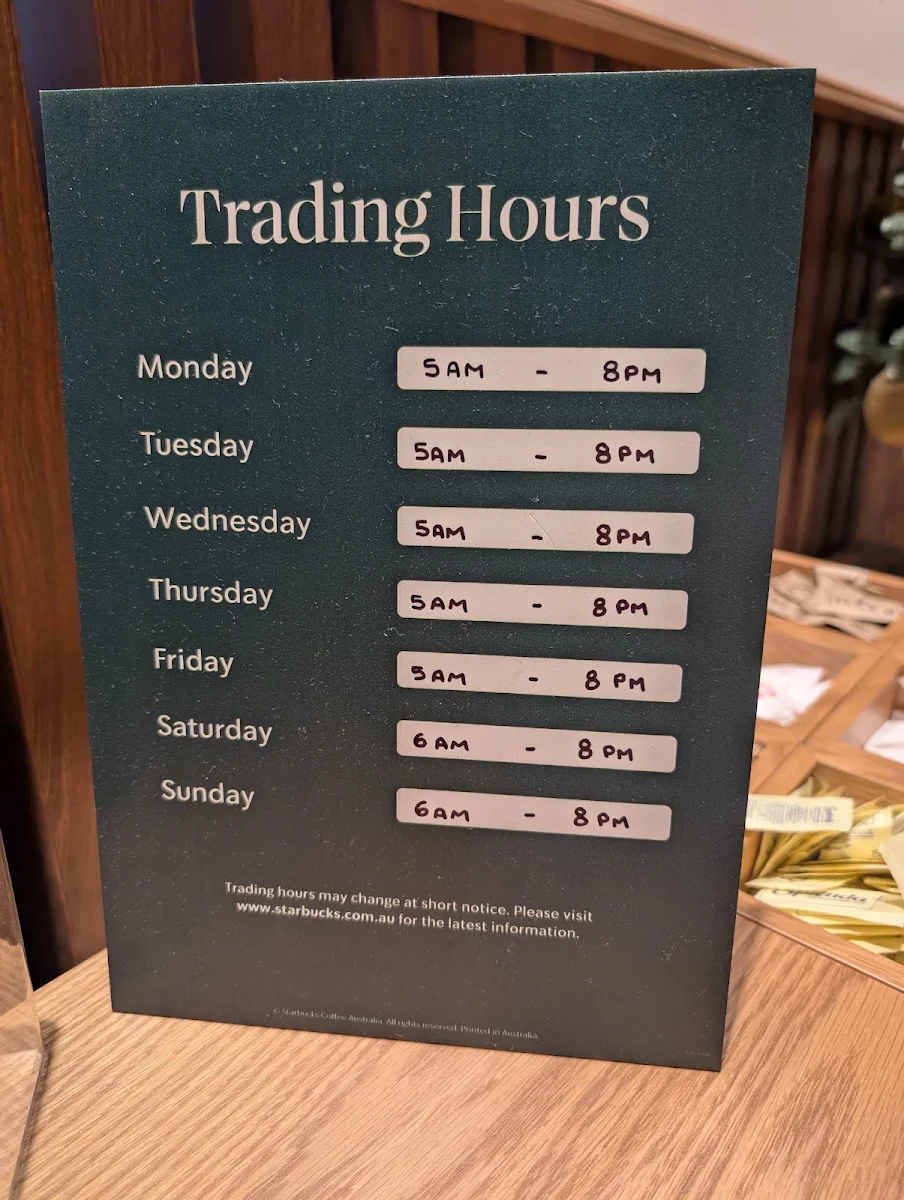 Menu, Starbucks Murdoch
