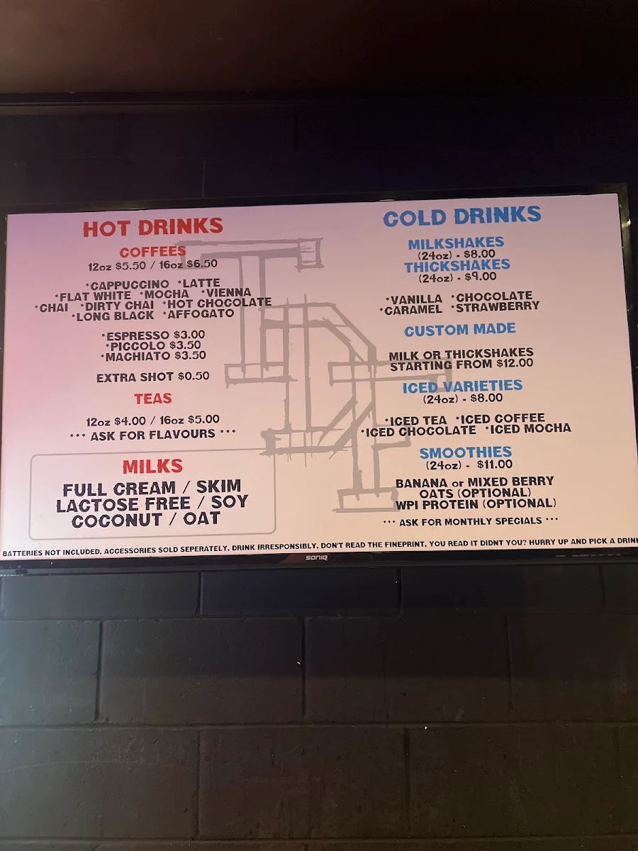 Menu, To Die For Espresso Bar and Clothing
