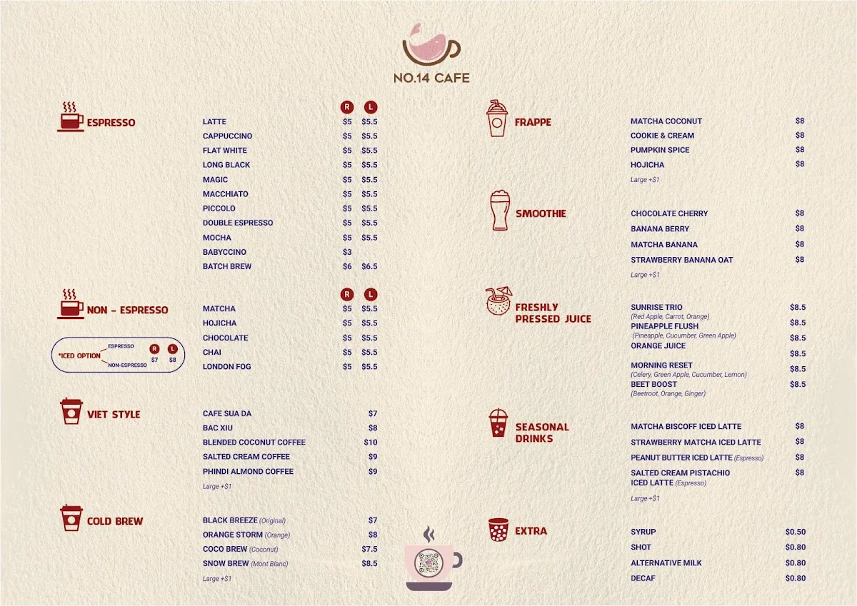 Menu, No.14 CAFE