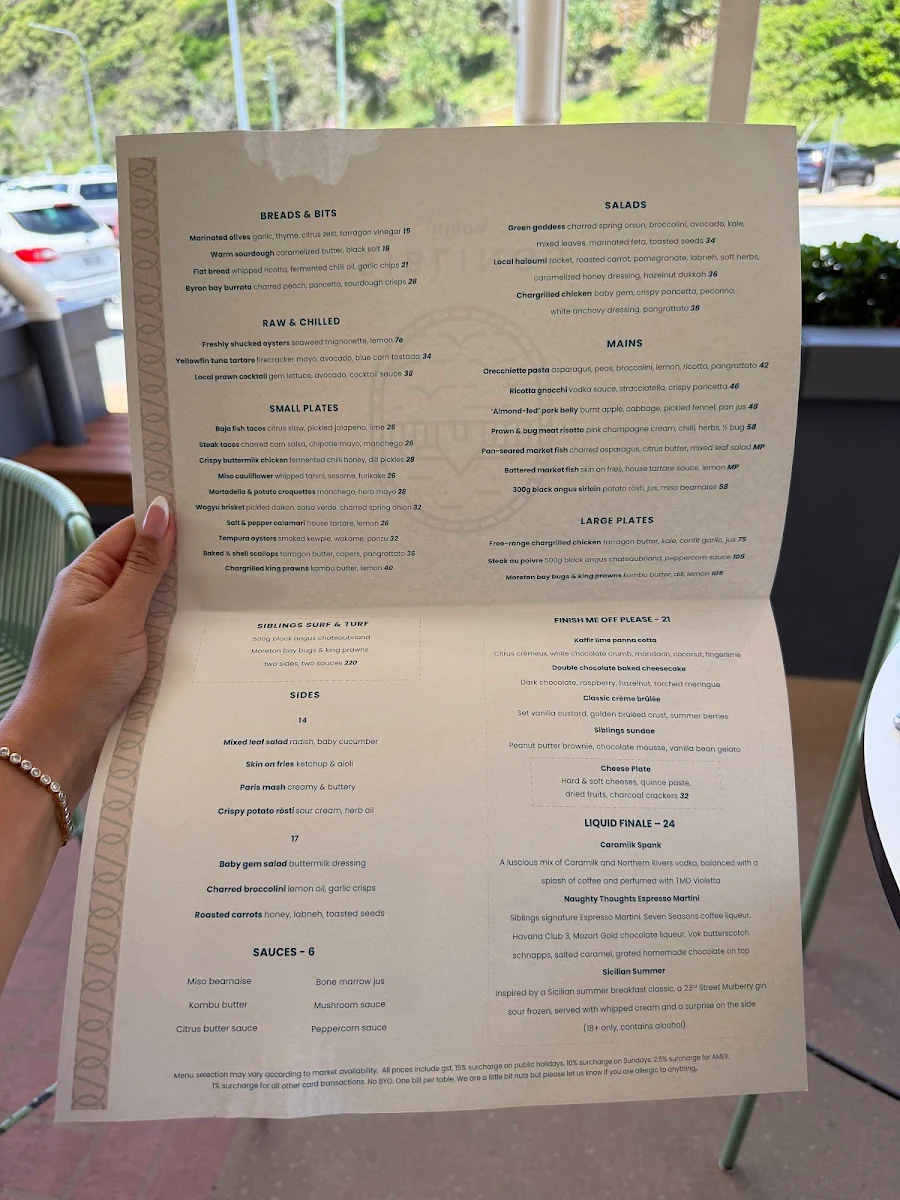 Menu, Siblings@Kirra