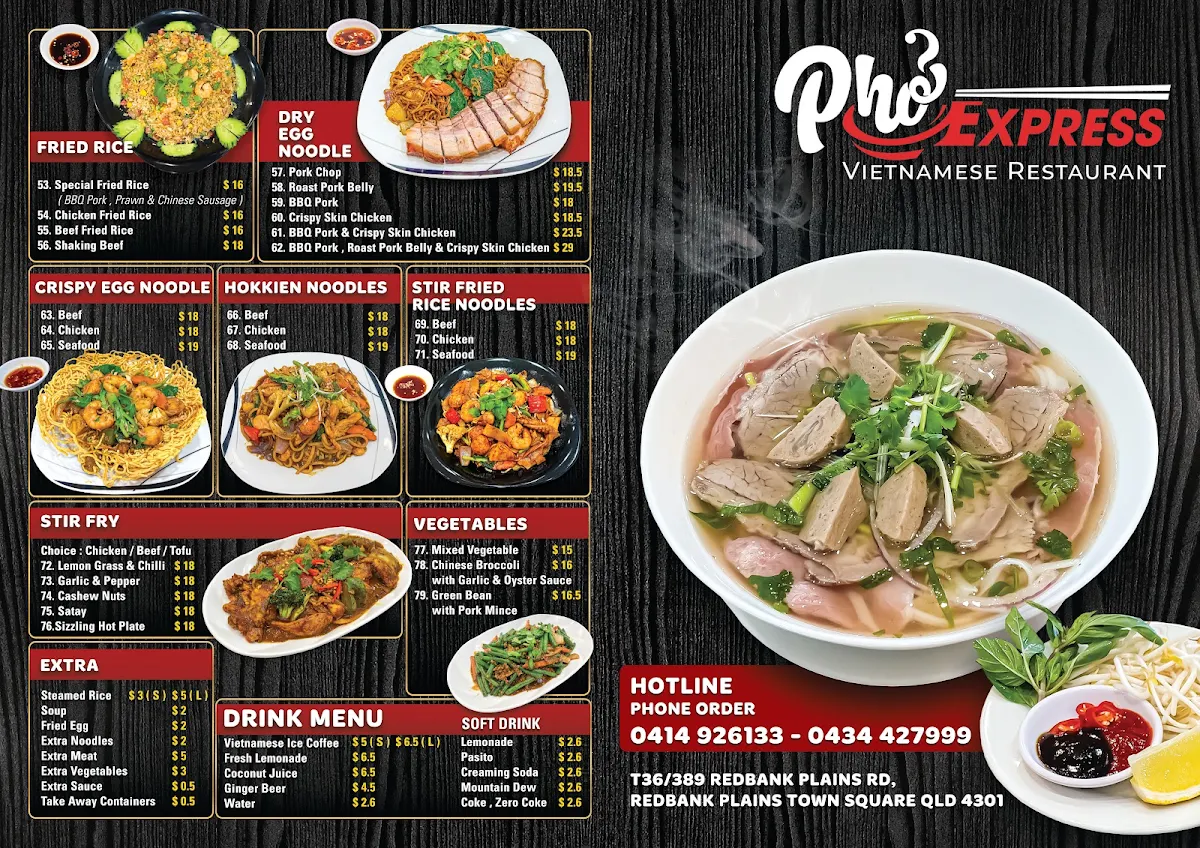 Menu, Pho Express