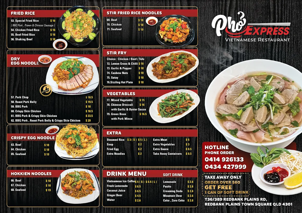 Menu, Pho Express