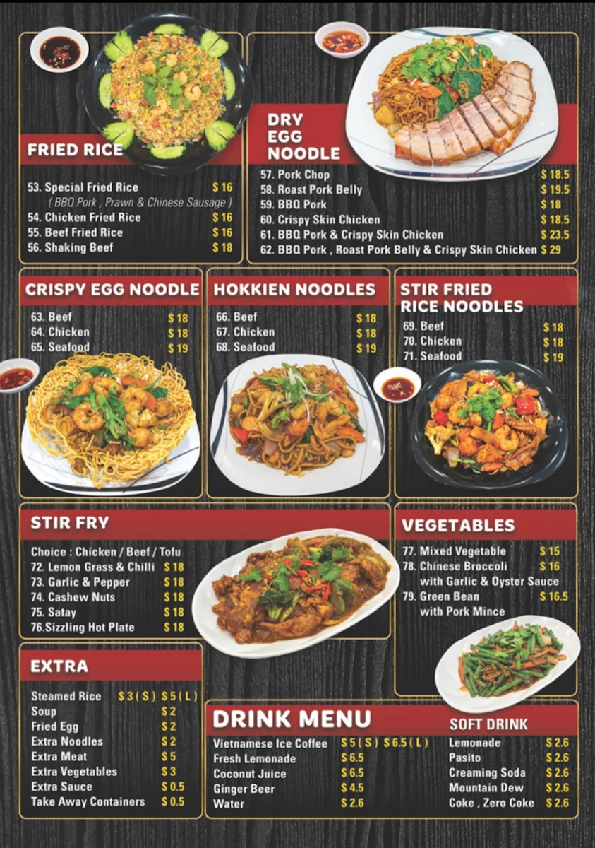 Menu, Pho Express