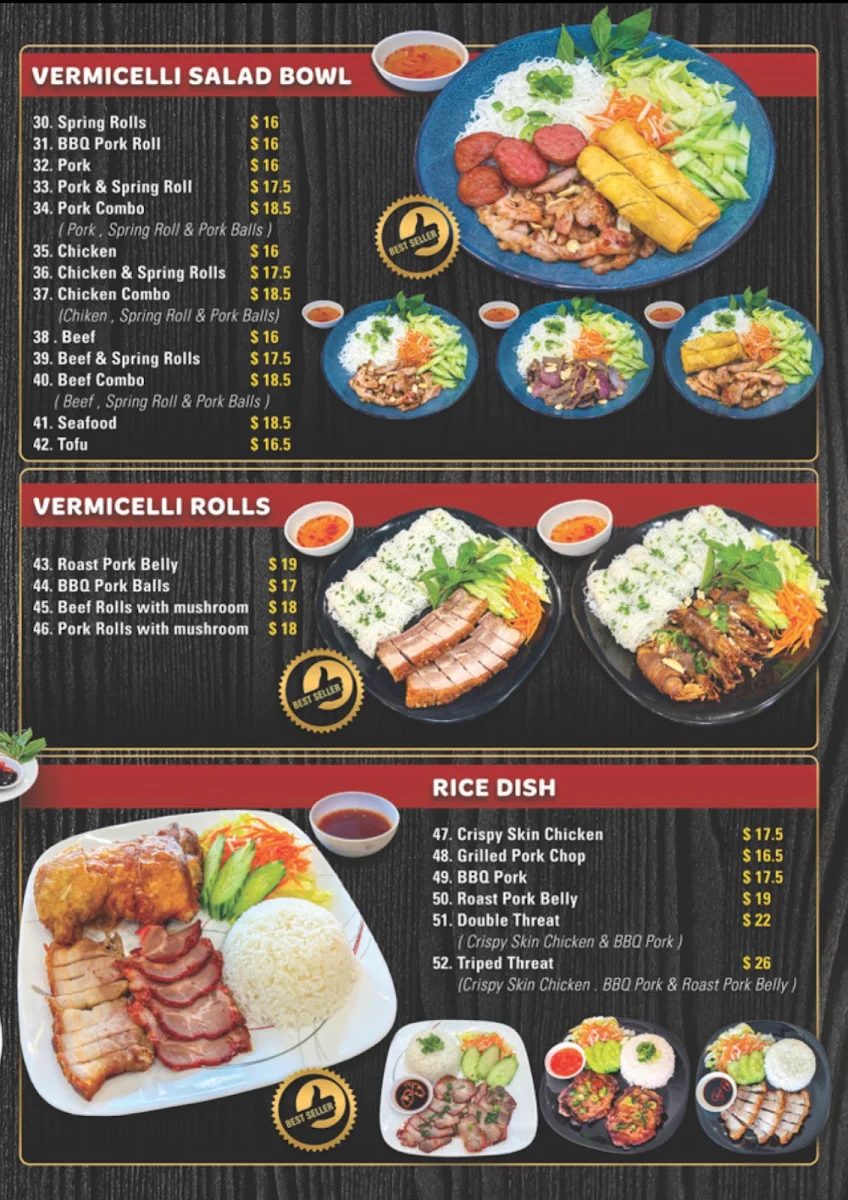 Menu, Pho Express
