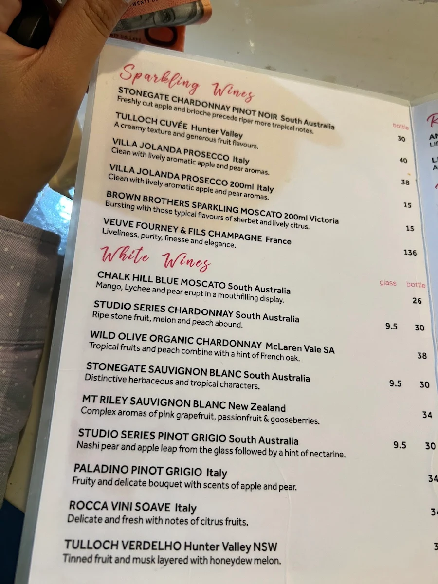 Menu, La Notte Uno Lake Munmorah