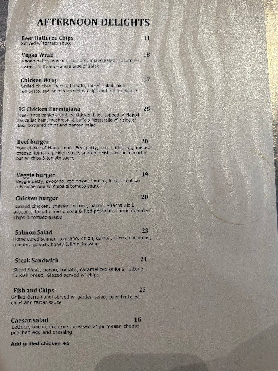 Menu, 95 Espresso And Bar