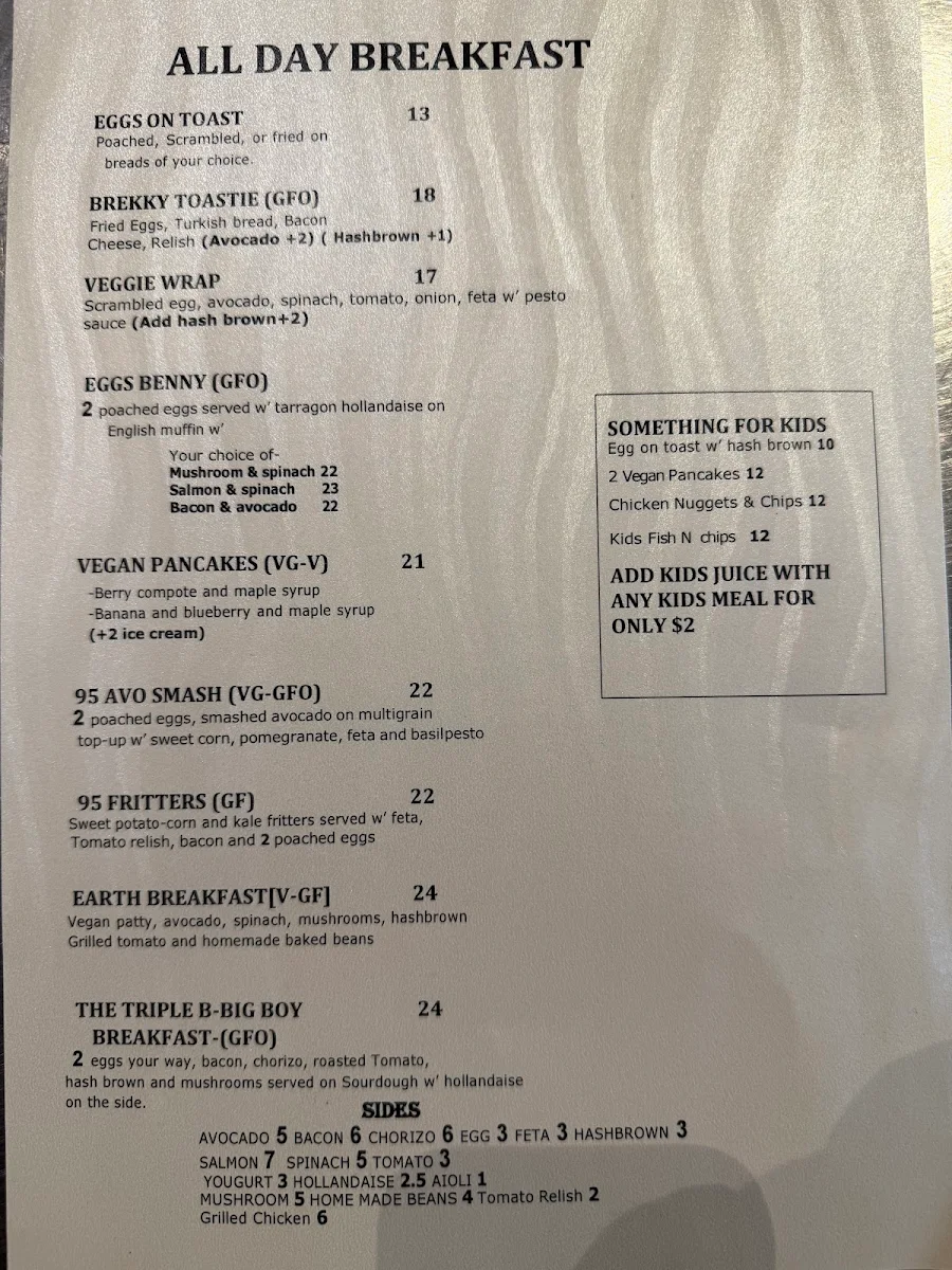 Menu, 95 Espresso And Bar