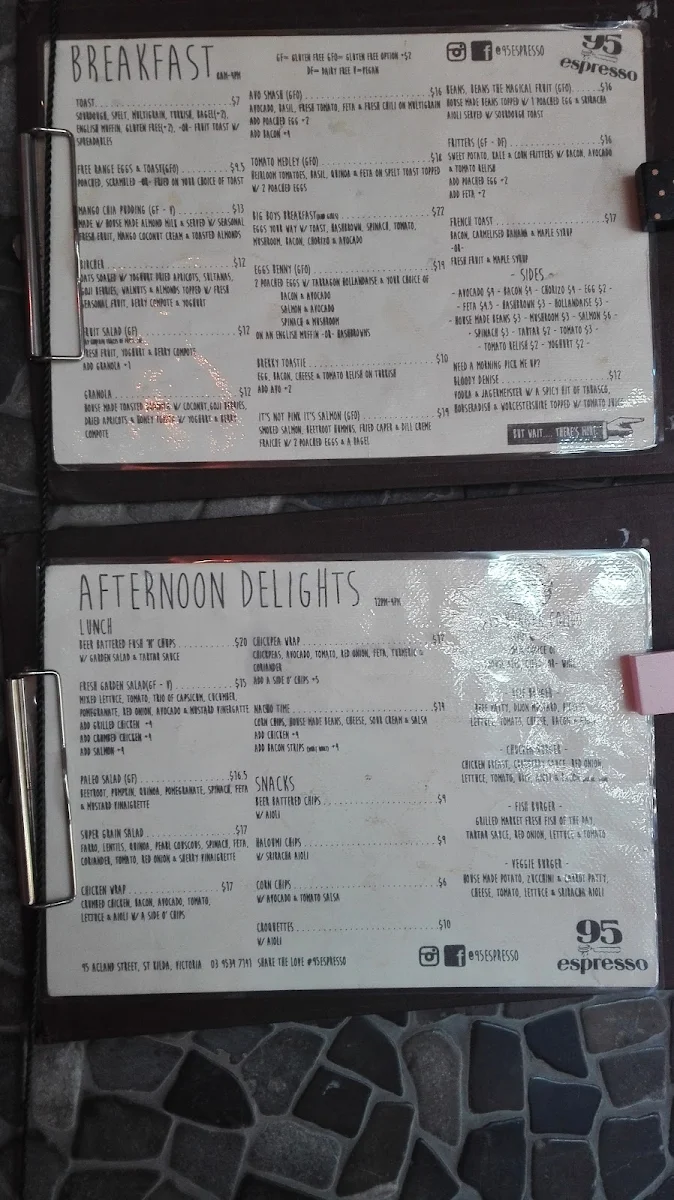 Menu, 95 Espresso And Bar