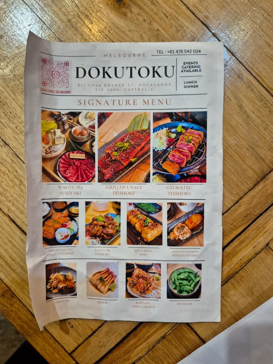 Menu, DOKUTOKU
