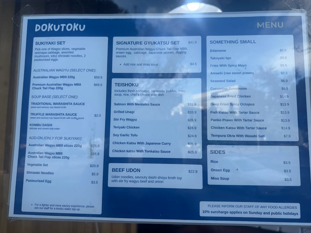 Menu, DOKUTOKU