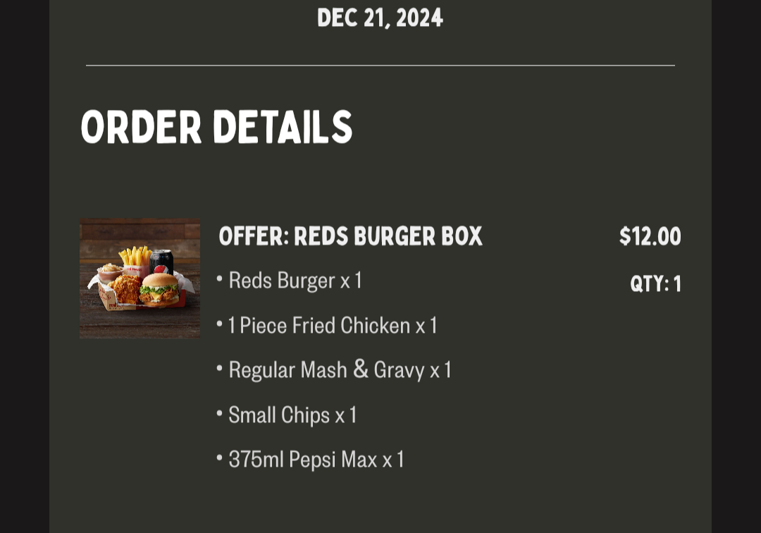 Menu, Red Rooster Mt Druitt
