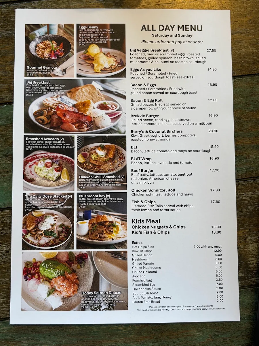 Menu, Rebels N Misfits - Dulwich Hill
