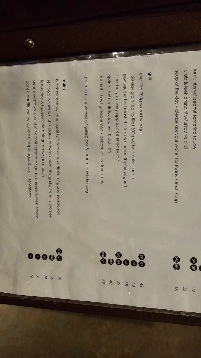 Menu, Frescos Restaurant