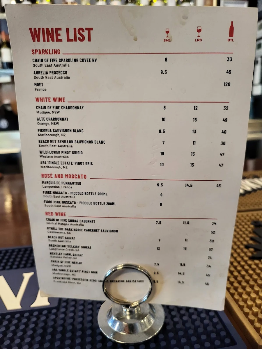 Menu, The Orana Hotel