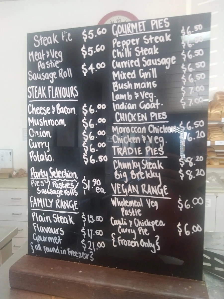 Menu, Parkview Bakery
