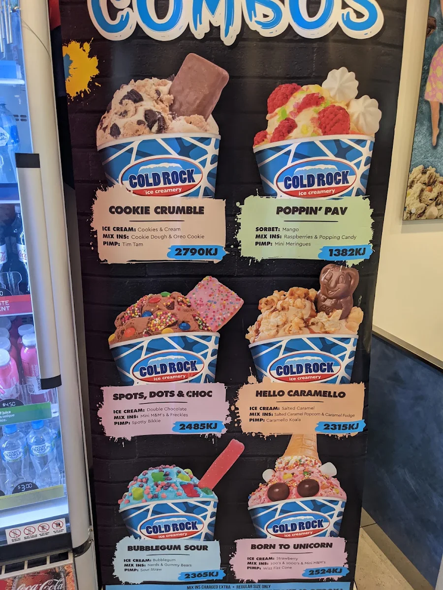 Menu, Cold Rock Ice Creamery
