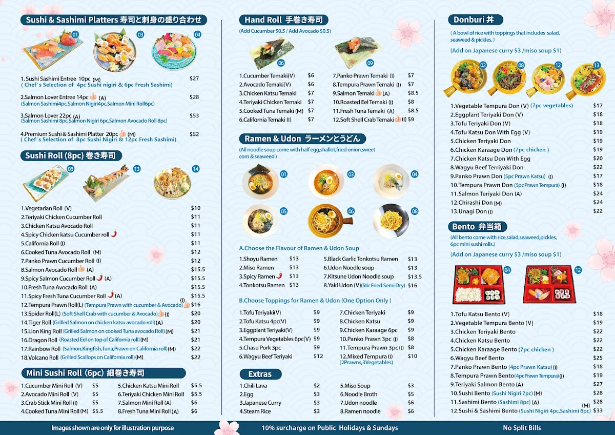 Menu, Tokyo Table Japanese Restaurant