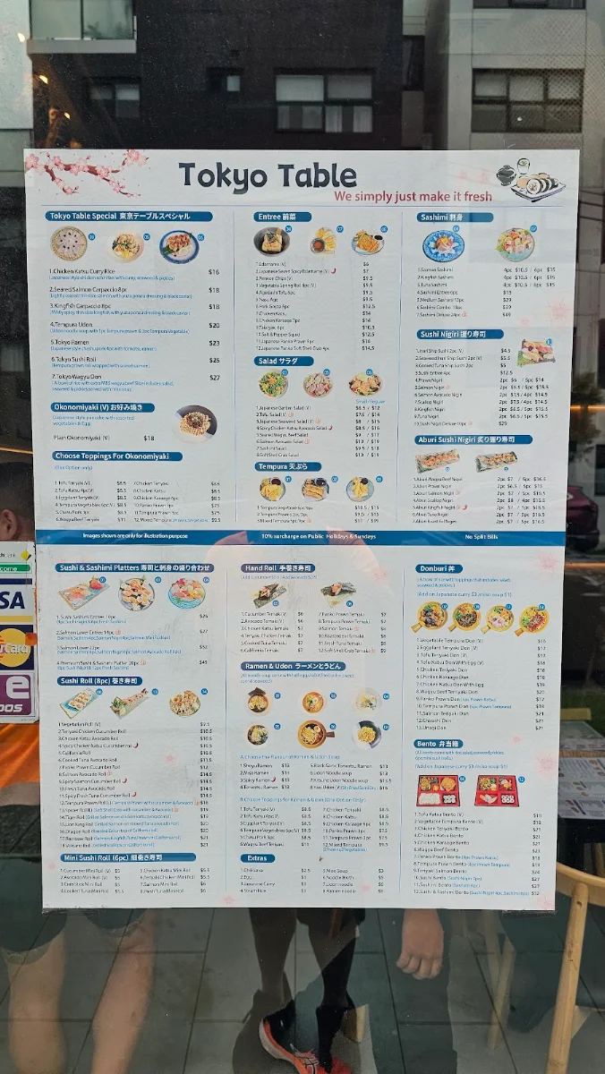 Menu, Tokyo Table Japanese Restaurant