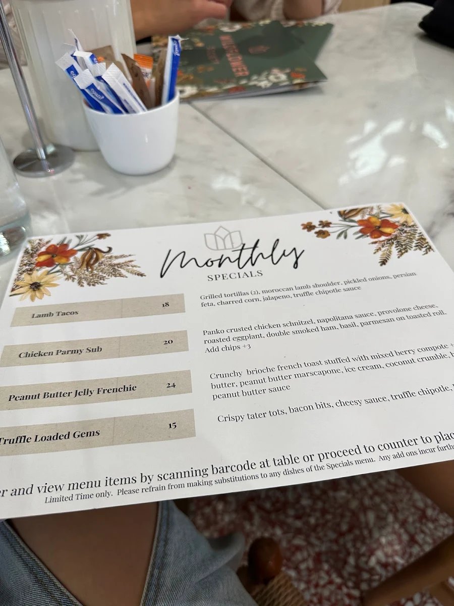 Menu, Wildflower Society Cafe - Macarthur Square