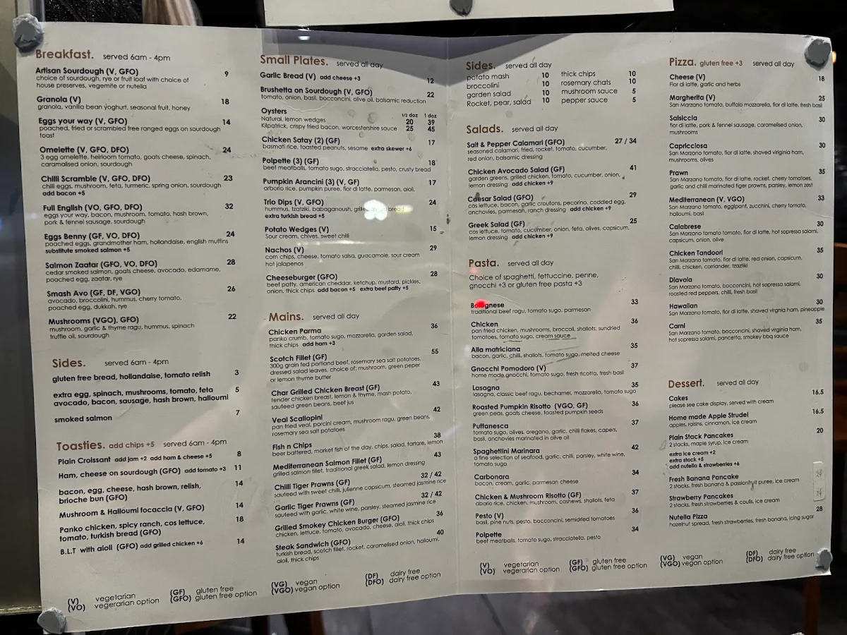 Menu, Chapelli's