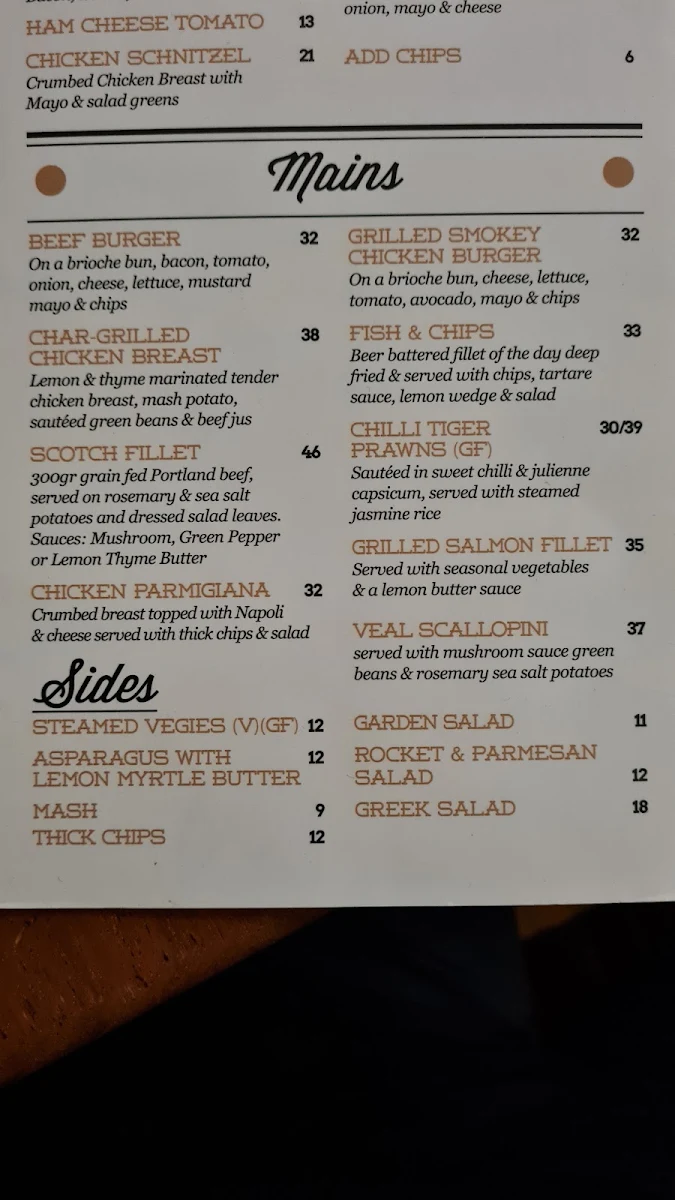 Menu, Chapelli's