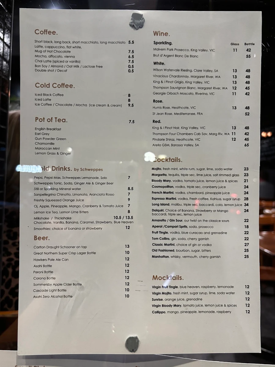 Menu, Chapelli's