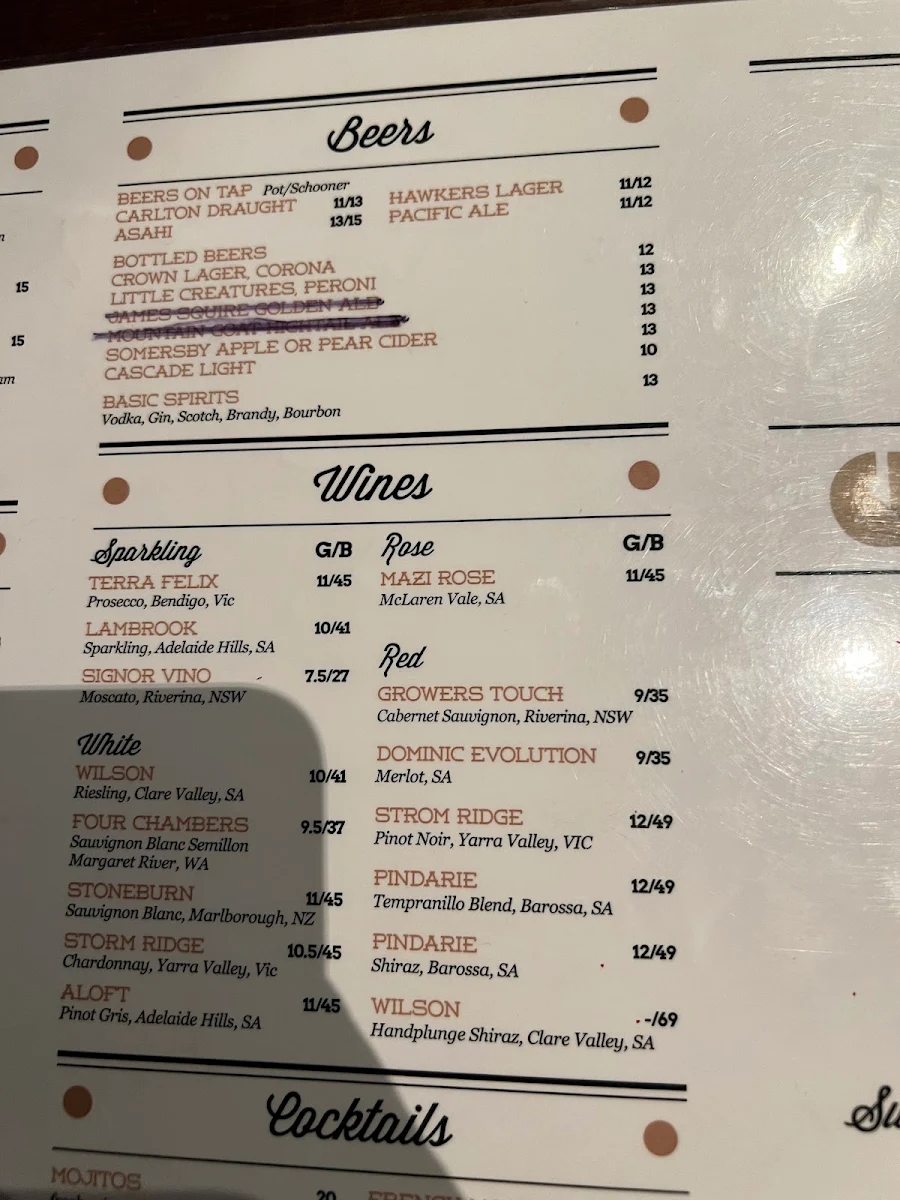 Menu, Chapelli's