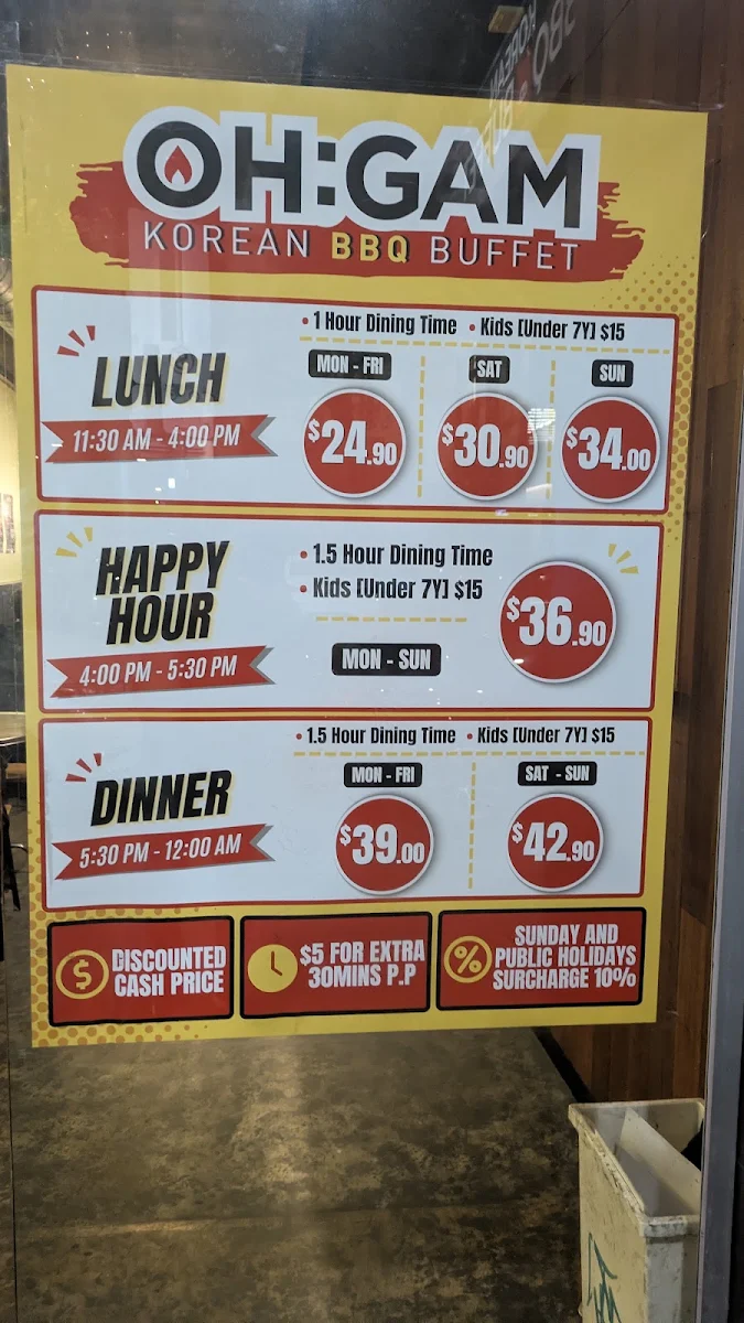 Menu, OhGam Korean BBQ Buffet