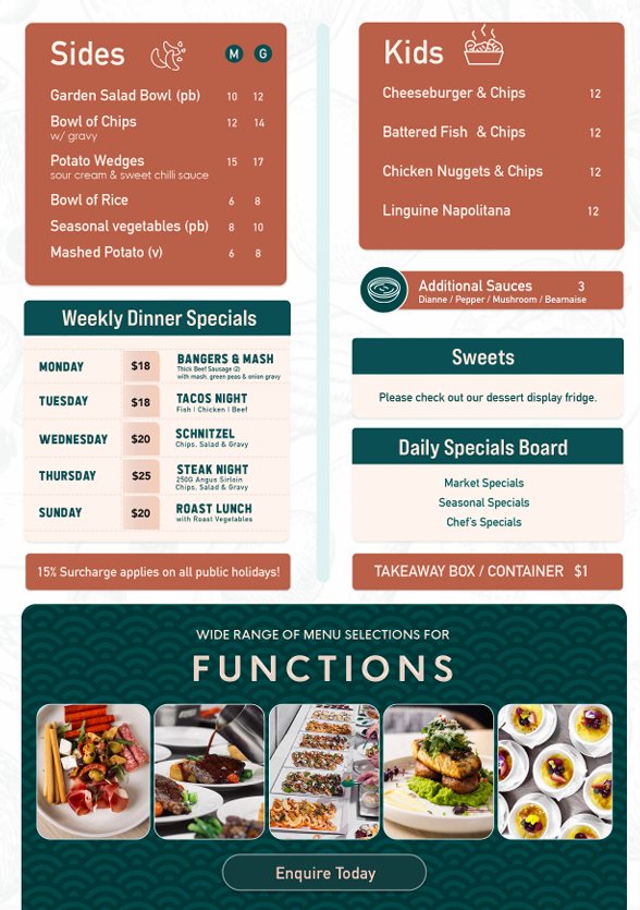 Menu, PORTERHOUSE BISTRO