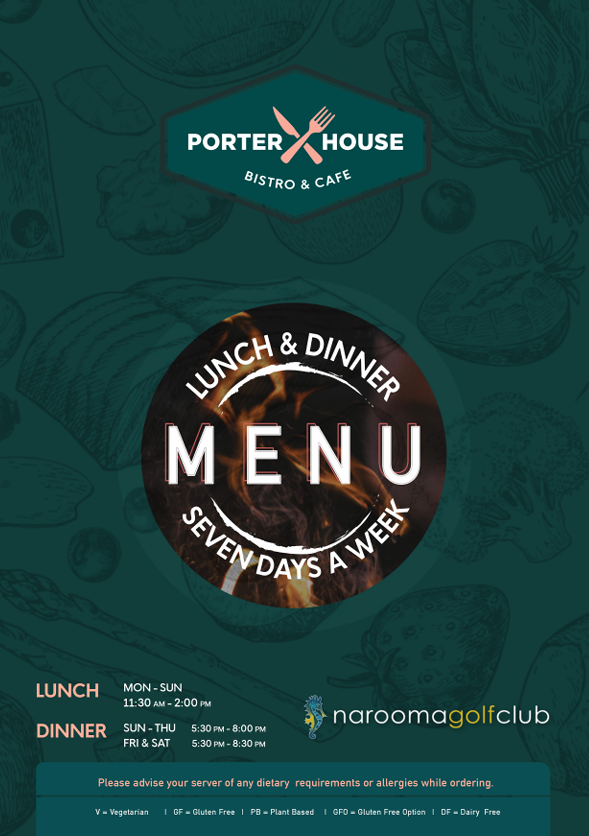 Menu, PORTERHOUSE BISTRO