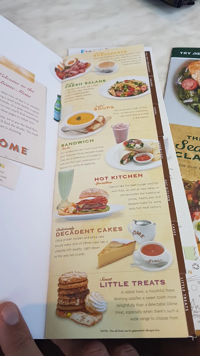 Menu, Dôme Café - Waikiki