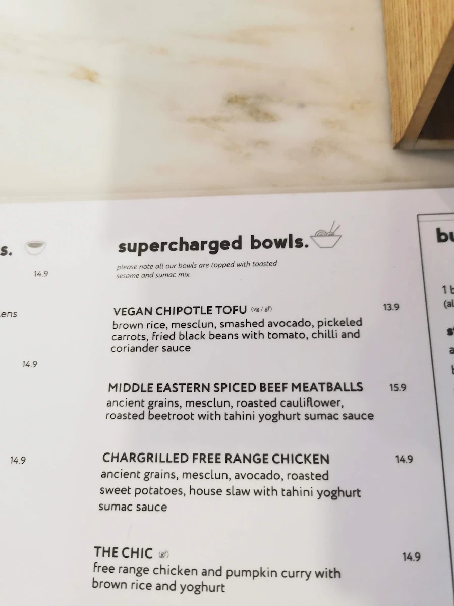 Menu, Proud Sprout