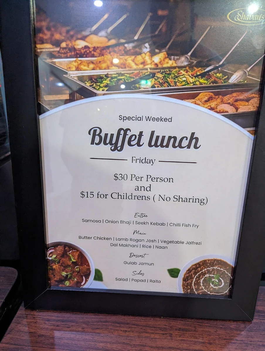 Menu, Shavans Patterson Lakes Indian Restaurant