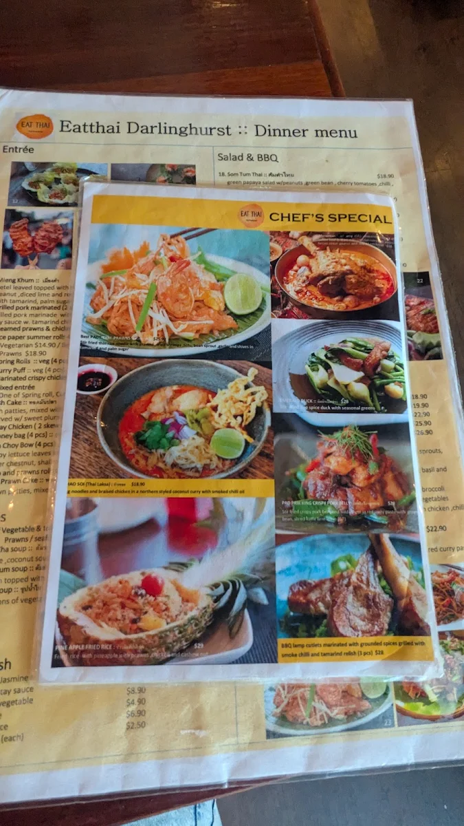 Menu, Eat Thai Darlinghurst